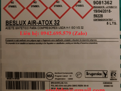 Beslux Air-Atox 32 (Dầu máy nén khí an toàn thực phẩm)